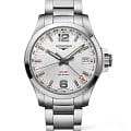 Longines Longines Conquest V.H.P. L3.718.4.76.6  L37184766 кварцевые мужские часы серебристый циферблат, браслет нержавеющая сталь — вид спереди